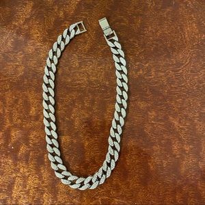 Swarovski Crystal Rhinestone Cuban Link Chain Necklace 15mm